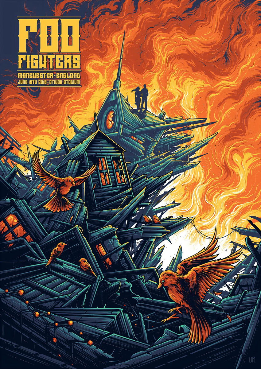 Foo Fighters Manchester 2018 Concert Poster Wall Art - AI PRINT LAB